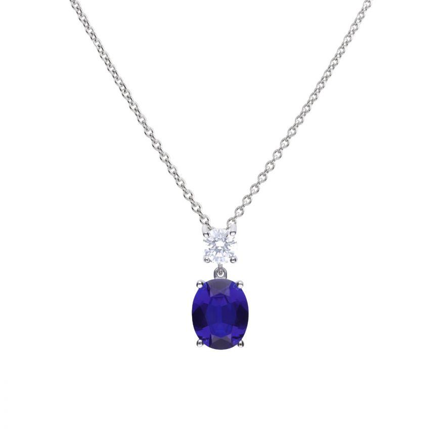 Diamonfire |  Oval Sapphire Drop Necklace