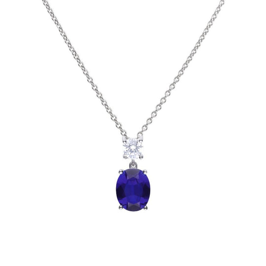 Diamonfire |  Oval Sapphire Drop Necklace