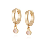 Daisy London |  Rose Quartz Healing 18ct Gold Plate Huggie Hoops