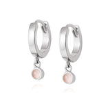 Daisy London |  Rose Quartz Healing Stone Sterling Silver Huggie Hoops