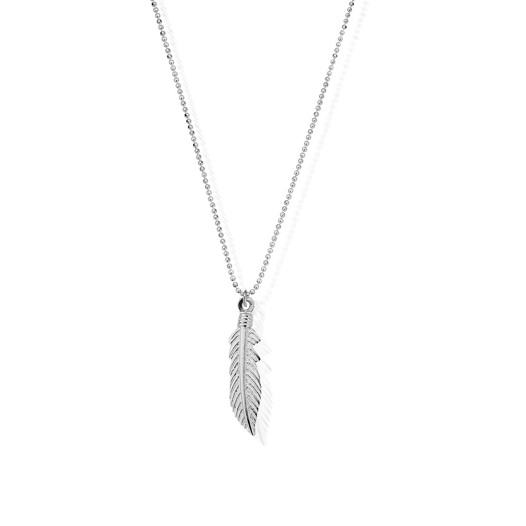 ChloBo |  Feather Diamond Cut Silver Necklace