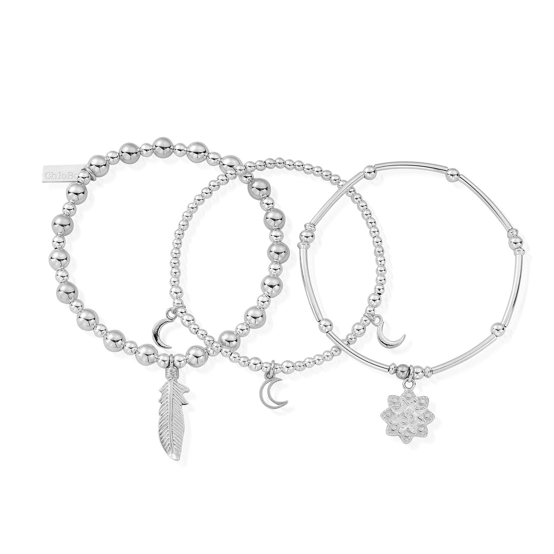 ChloBo |  Namaste Stack of 3 Sterling Silver Bracelets