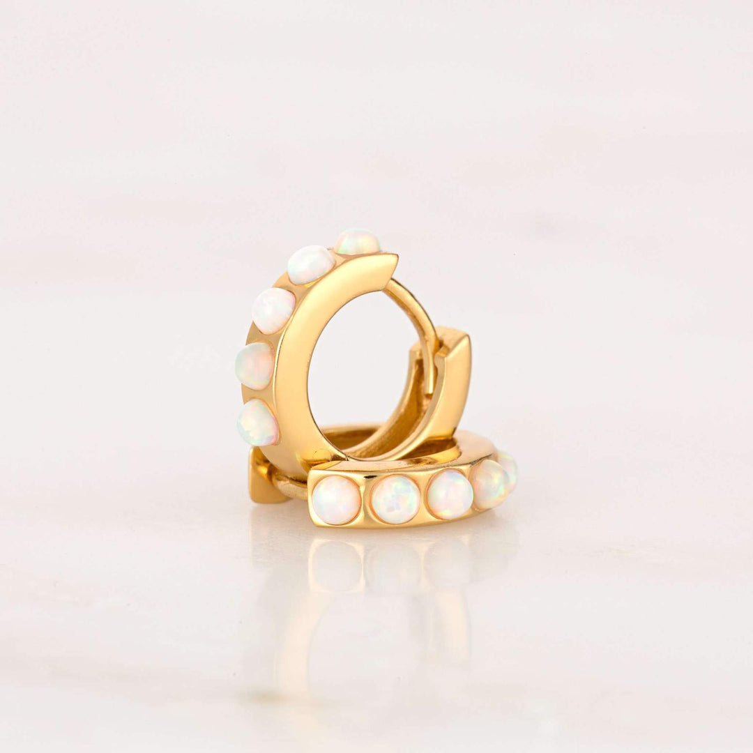 Scream Pretty |  Huggie Hoop Earrings Gold Plate with Opals