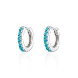 Scream Pretty |  Huggie Hoops with Turquoise stones Sterling Silver Earrings